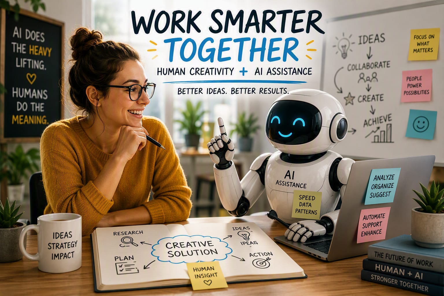Work Smarter Together: What Happens When Human Creativity Meets AI Assistance